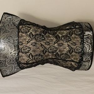 Express lace shimmer satin strapless top